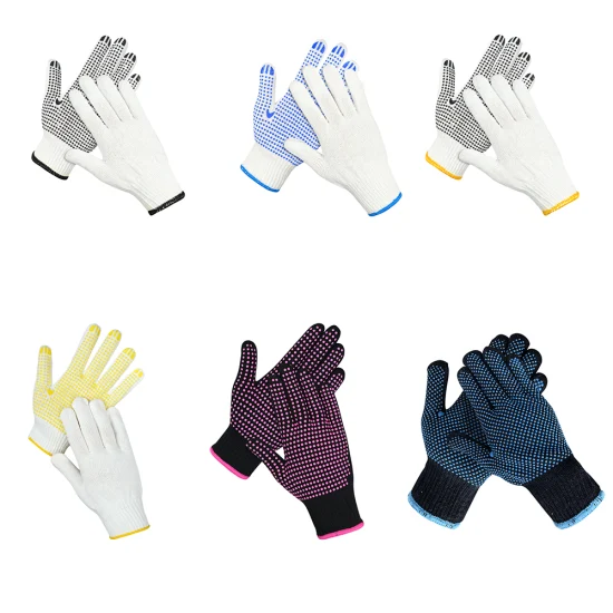 Guantes de trabajo de seguridad de guantes de punto de algodón industrial con puntos de PVC al por mayor de China