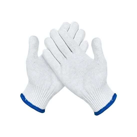 China vende al por mayor 30-60 g/pares guantes de punto de algodón blanco guantes de trabajo de trabajo de seguridad para jardín