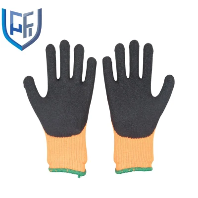 Guantes de trabajo de invierno recubiertos de espuma de látex con forro cálido acrílico de 10 g